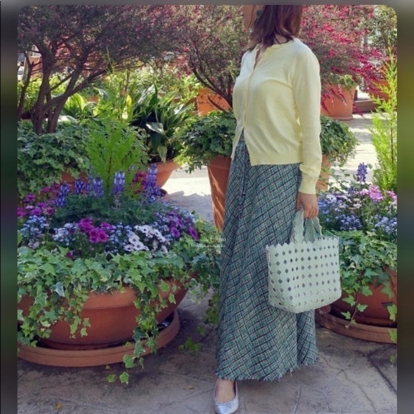 Zara Tweed High Waist Fringe Hem Button Dawn Flowy Midi skirt - Picture 11 of 12